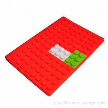 Silicone book cover in building blocks shape